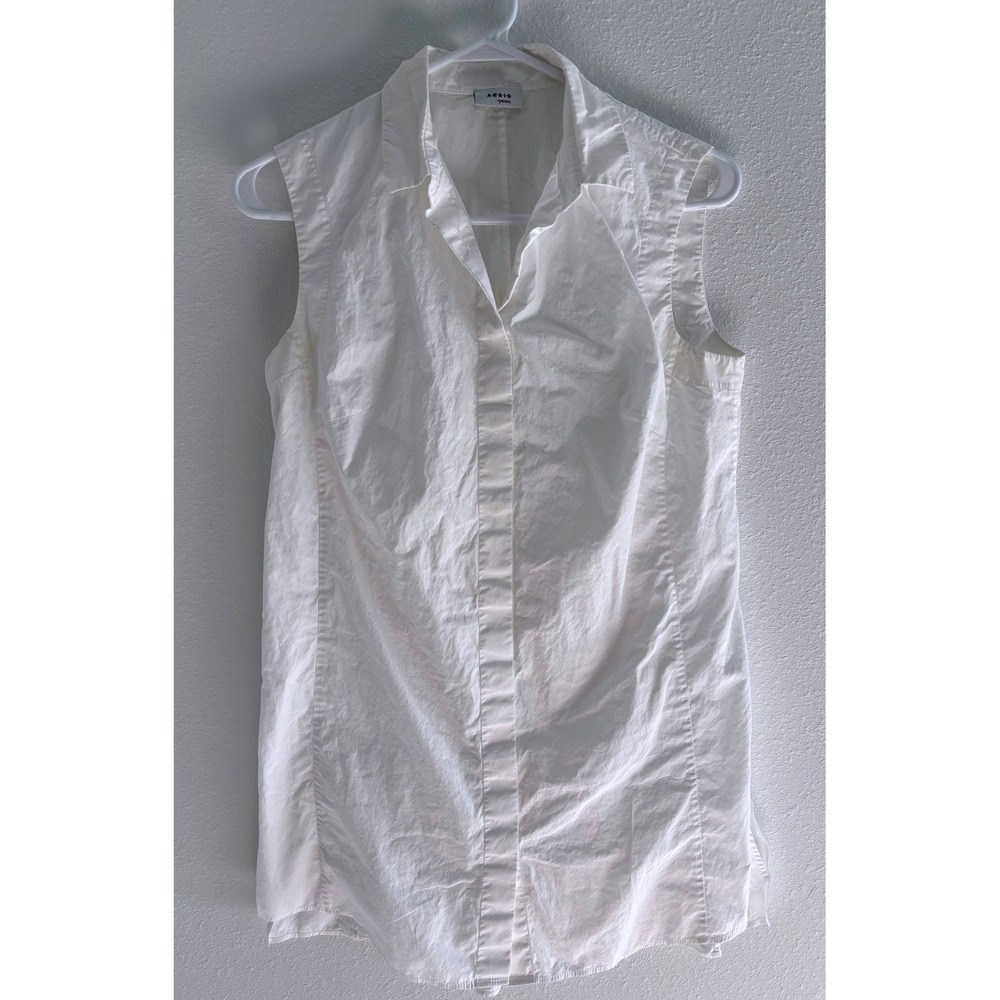 Akris Punto Top Womens 8 White Sleeveless Cotton Tunic Minimalist Capsule Career